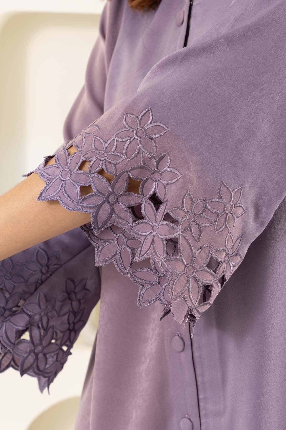Purple Cutwork Tunic And Pants