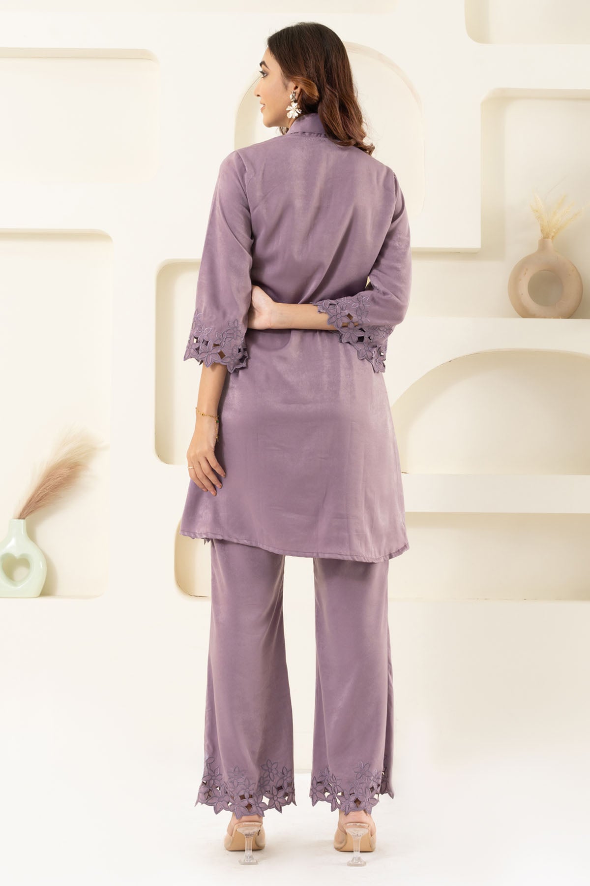 Purple Cutwork Tunic And Pants