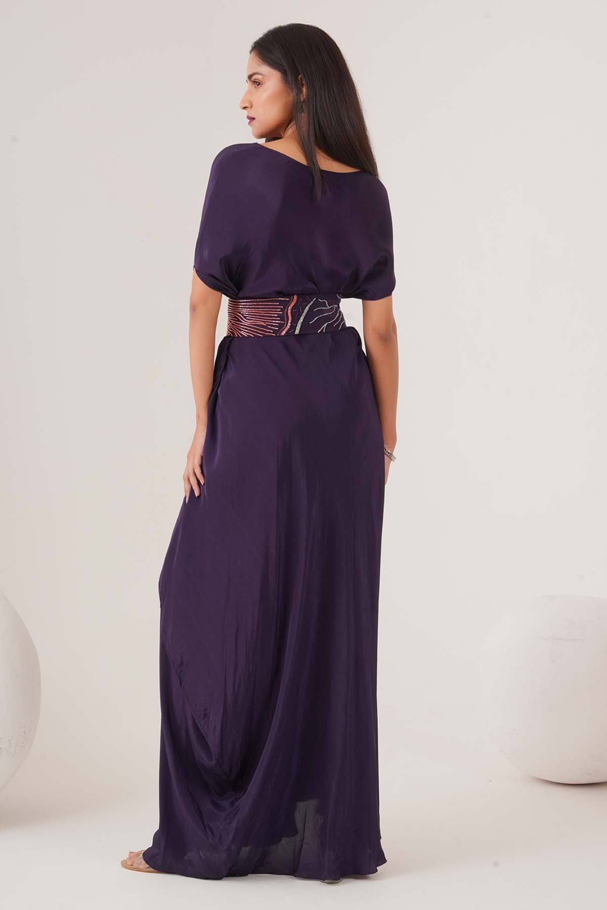 Purple Drape Maxi Dress & Belt