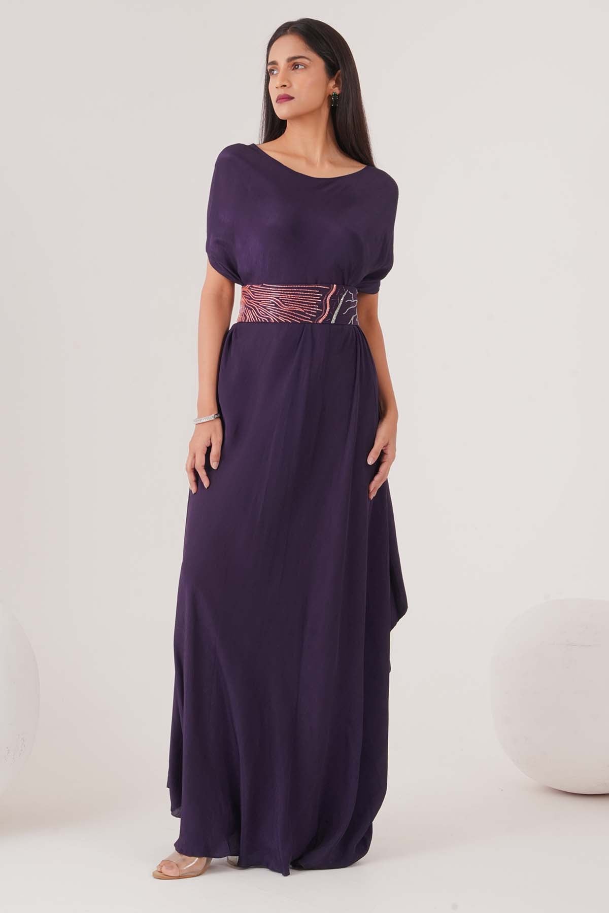 Purple Drape Maxi Dress & Belt