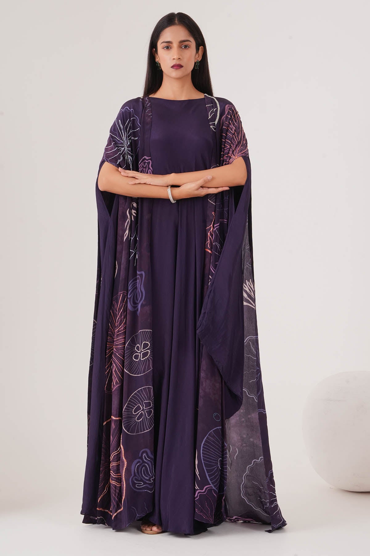 Purple Drape Maxi Dress & Cape