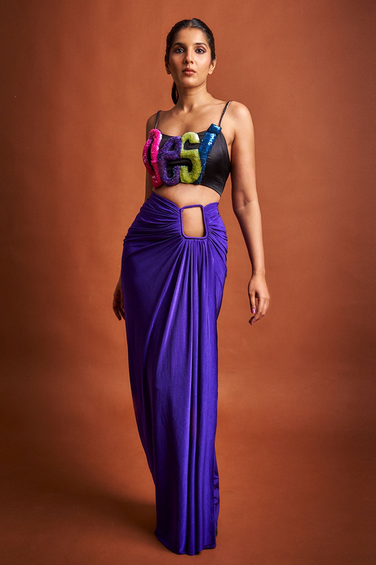 Buy Purple Draped Indo-Western Set for women by Ricka Gauba online available at scrollnshops