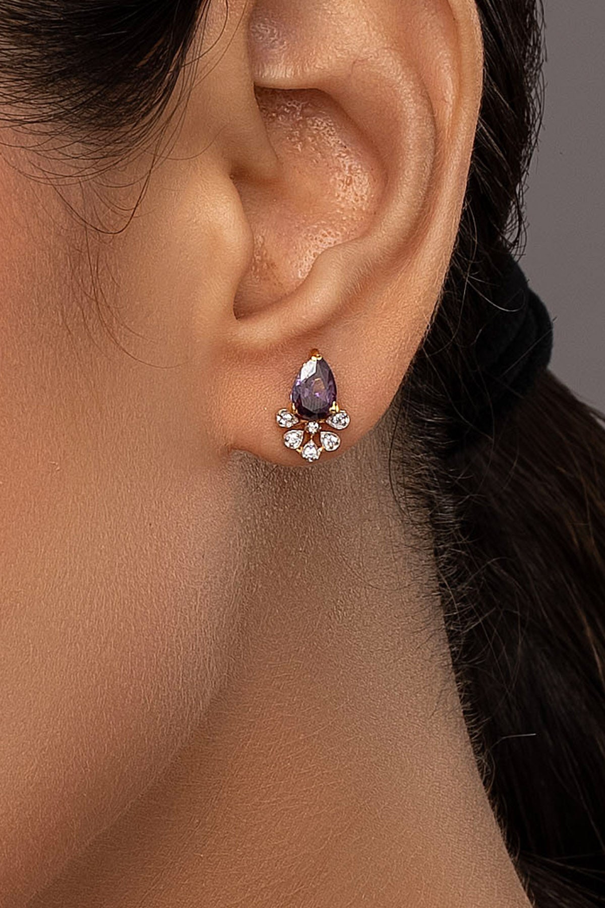 Buy Purple Drop Diamond Earrings for women by Sica online available at scrollnshops