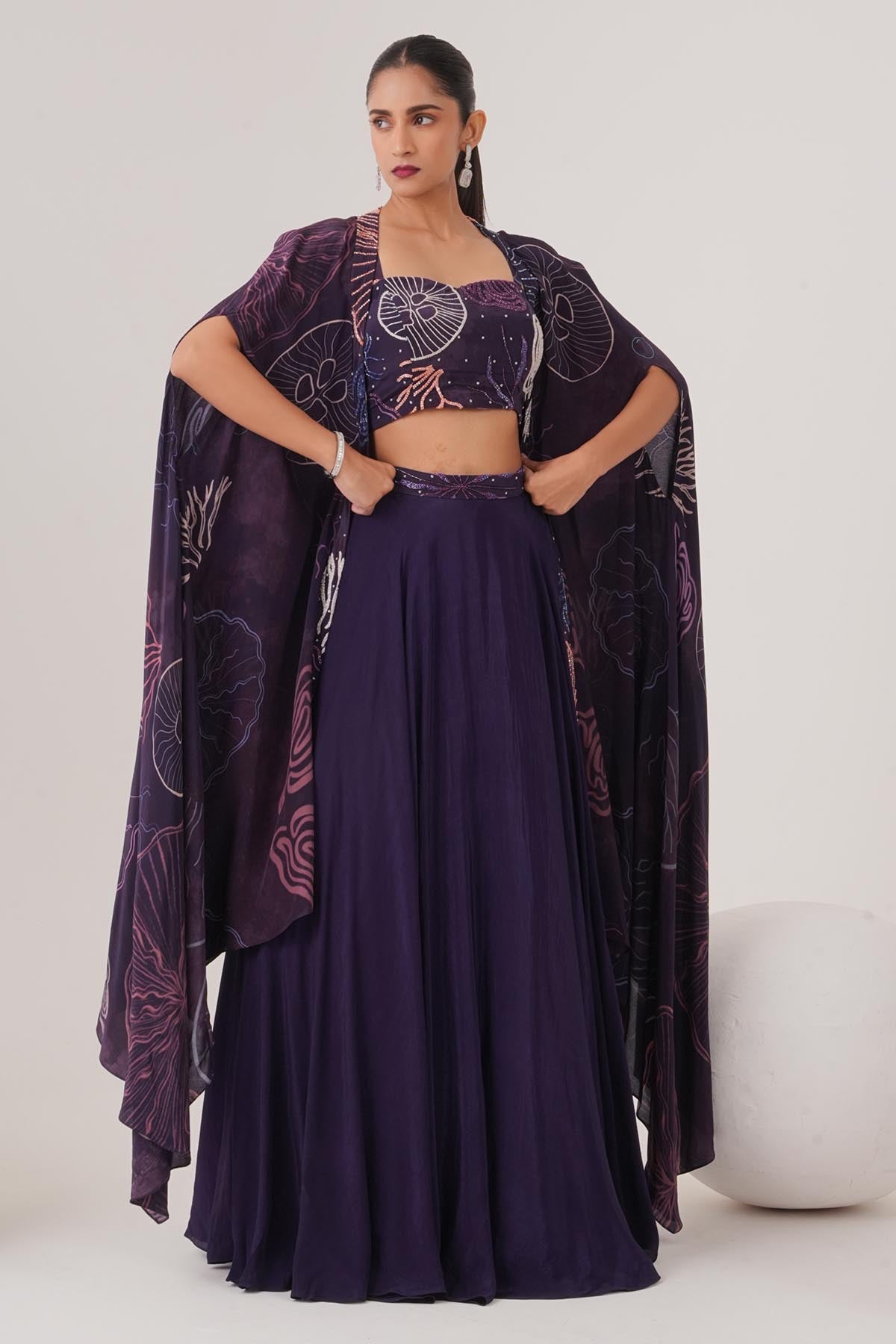 Buy Purple Embellished Lehenga Set by Shristi Chetani for women online at ScrollnShops