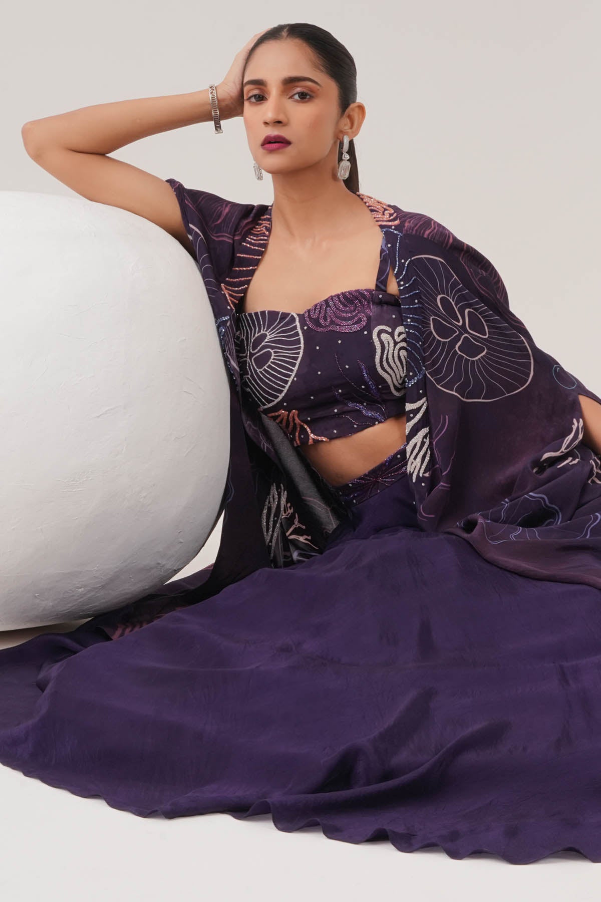 Purple Embellished Lehenga Set