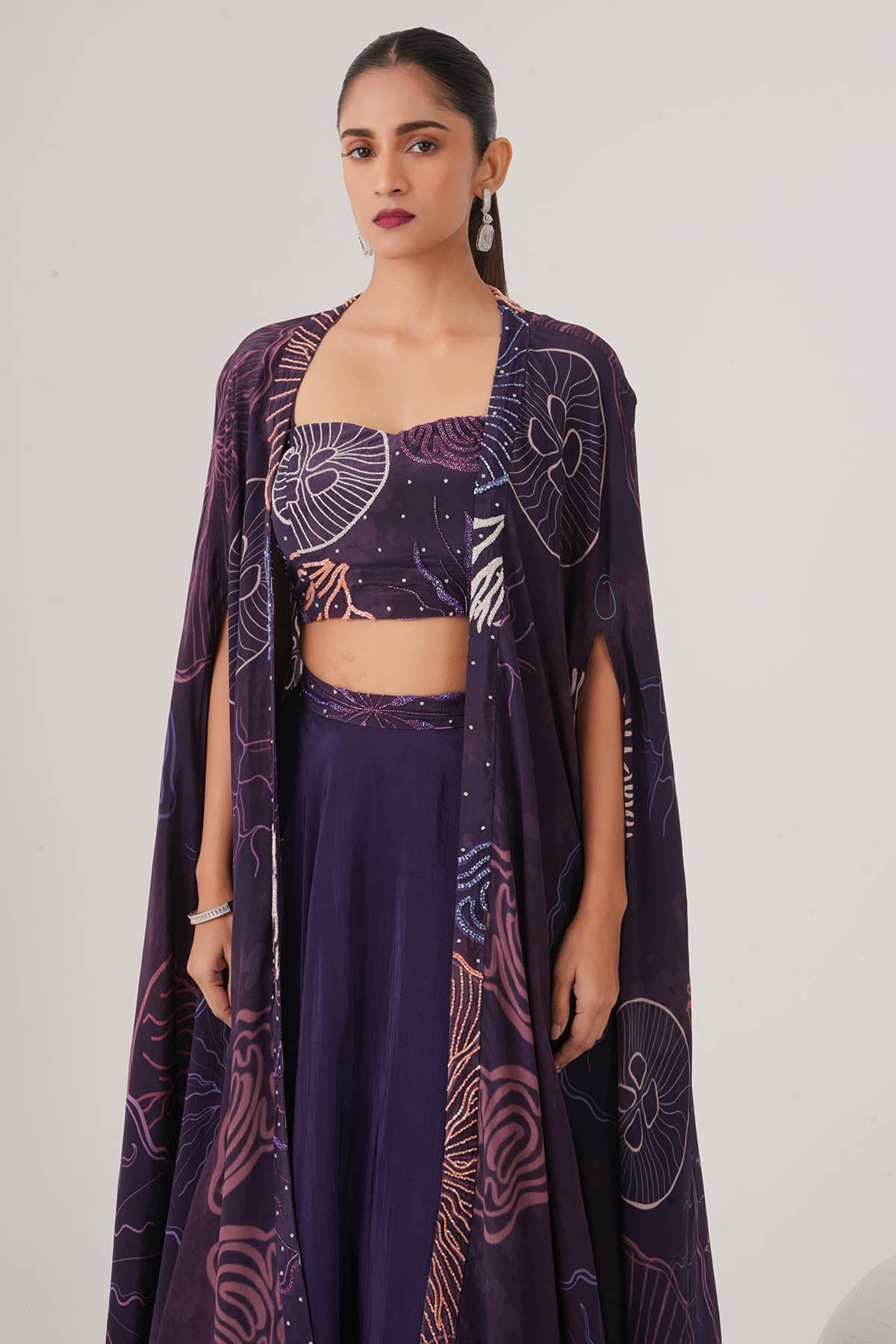 Purple Embellished Lehenga Set