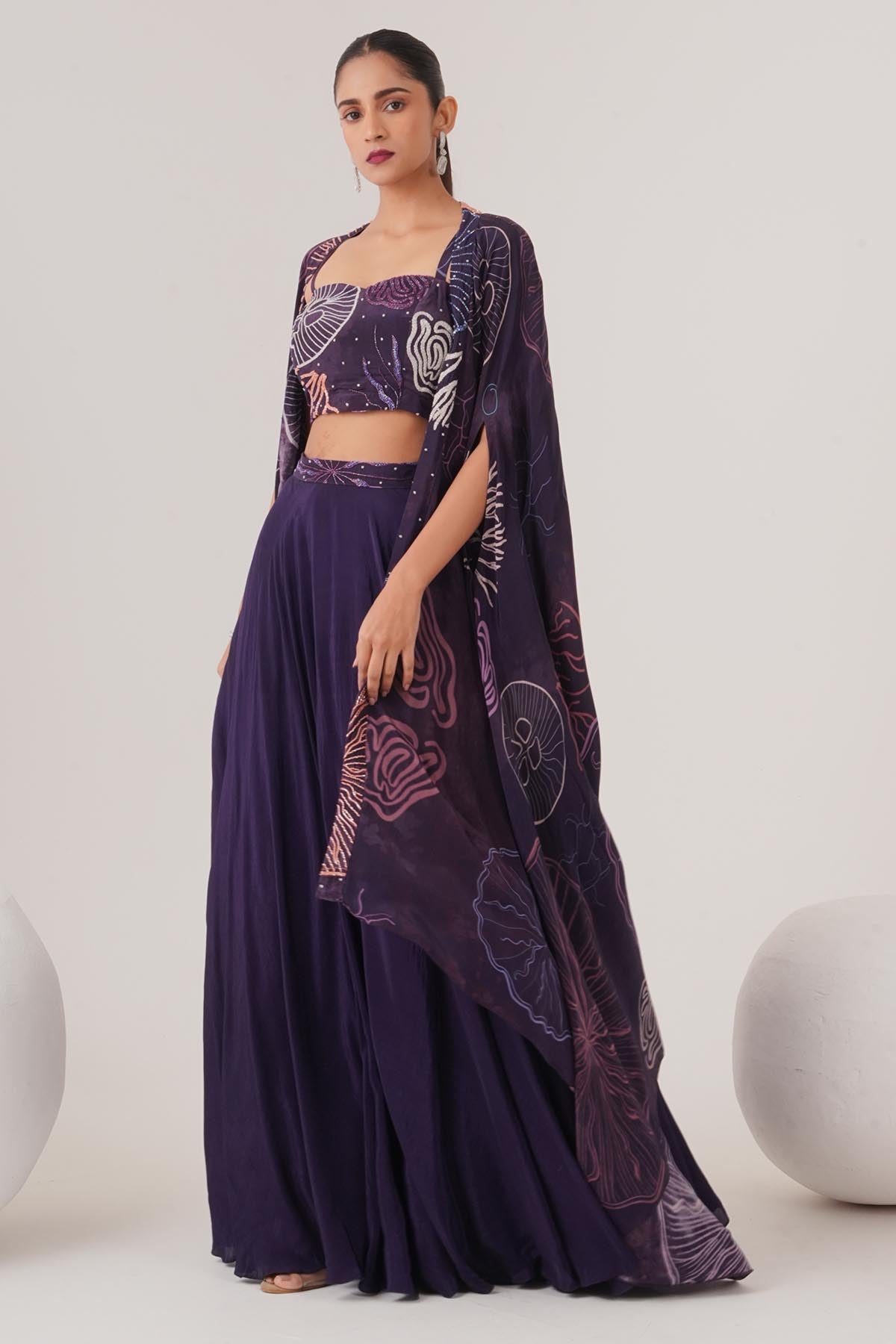 Purple Embellished Lehenga Set
