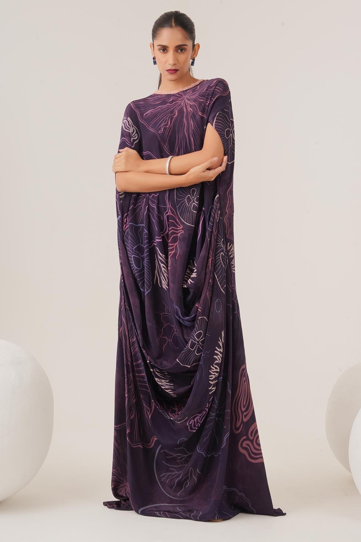 Buy Purple Embellished Neck Dress by Shristi Chetani for women online at ScrollnShops