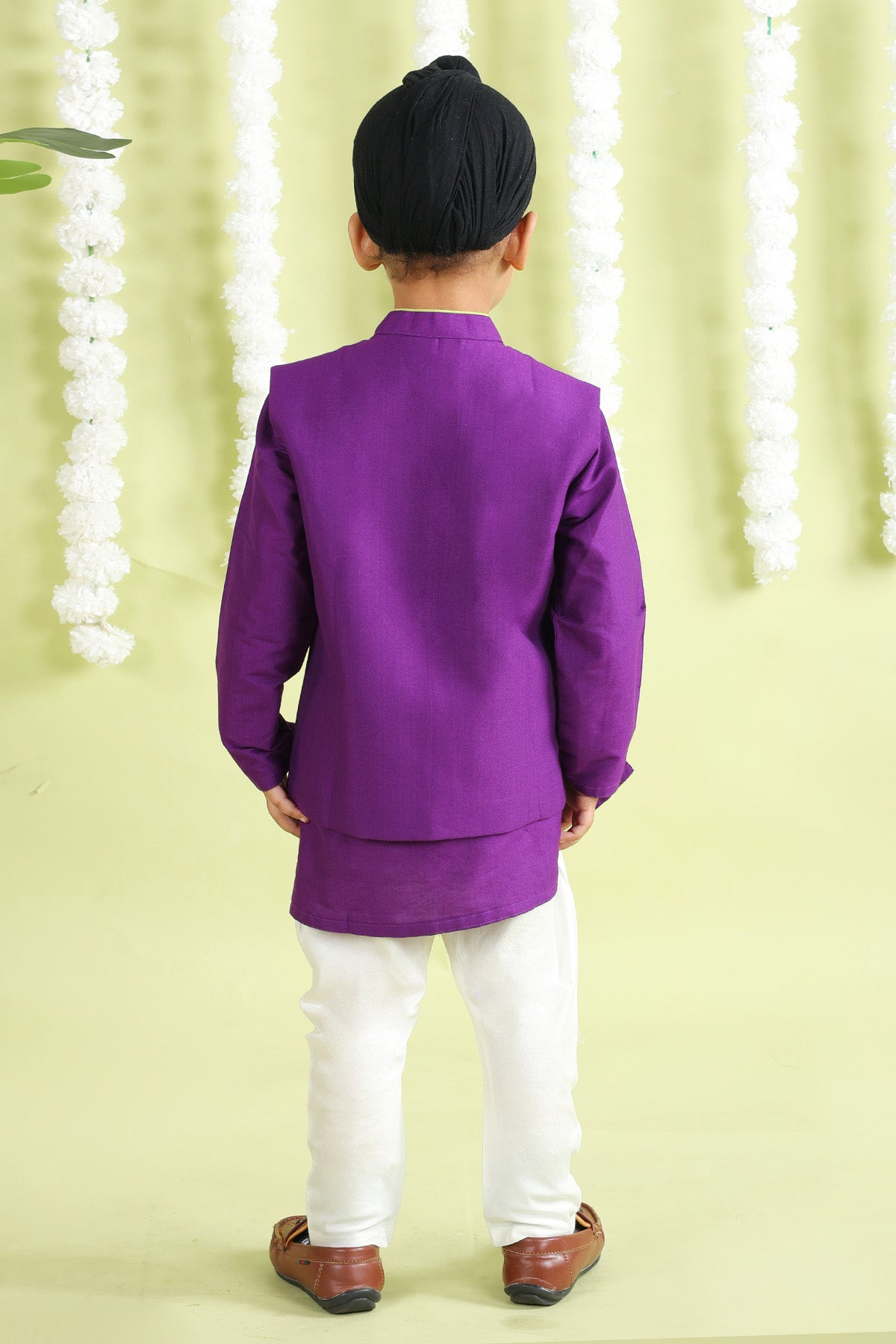 Embroidered Purple Bandhgala Set