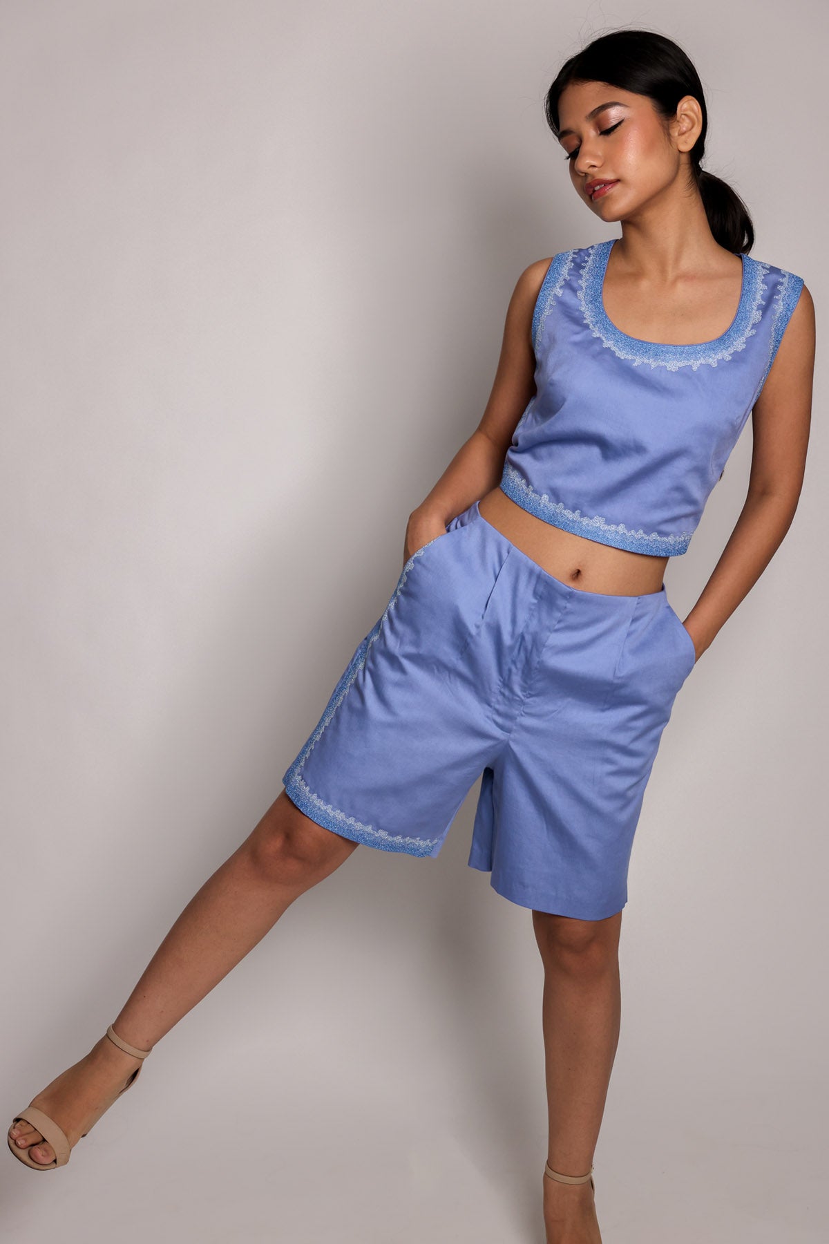 Purple Embroidered Co-ord Set