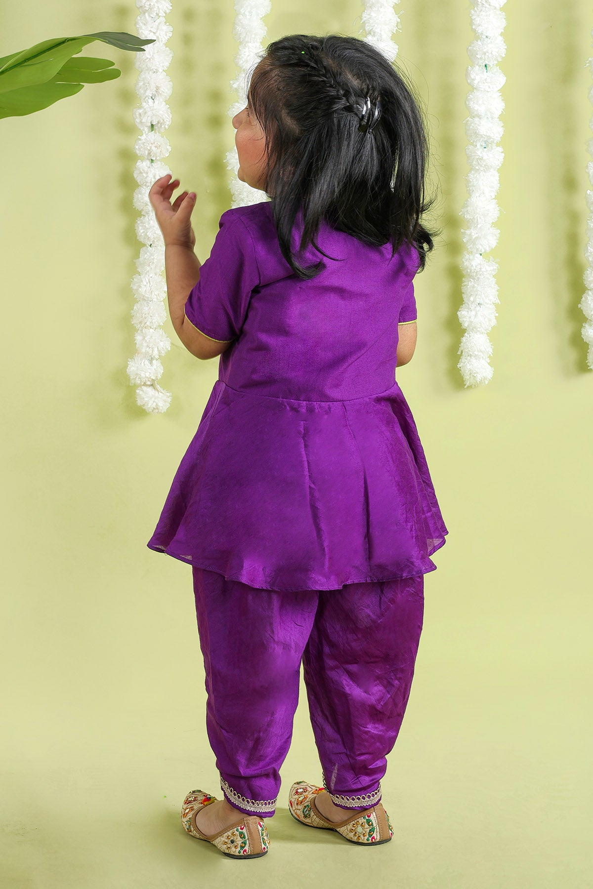 Purple Embroidered Dhoti Set