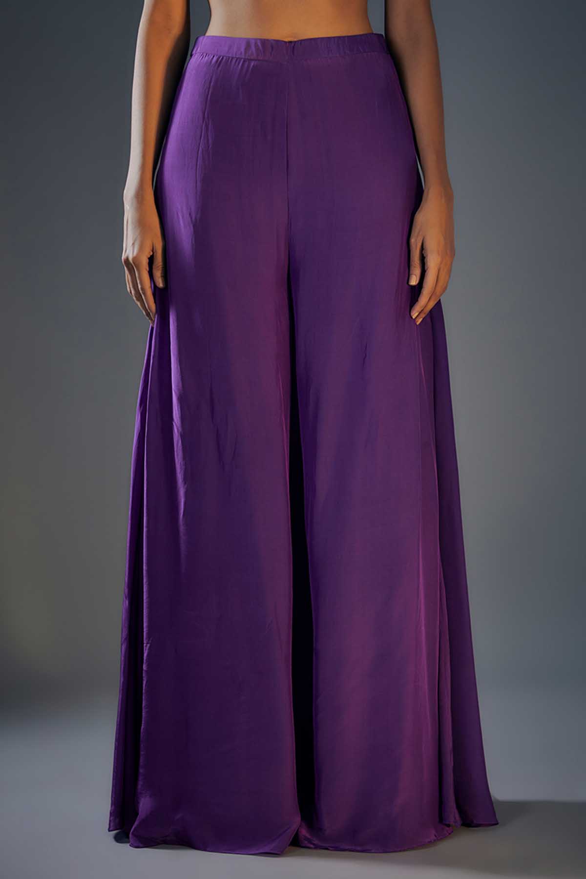 Purple Embroidered Jacket Set