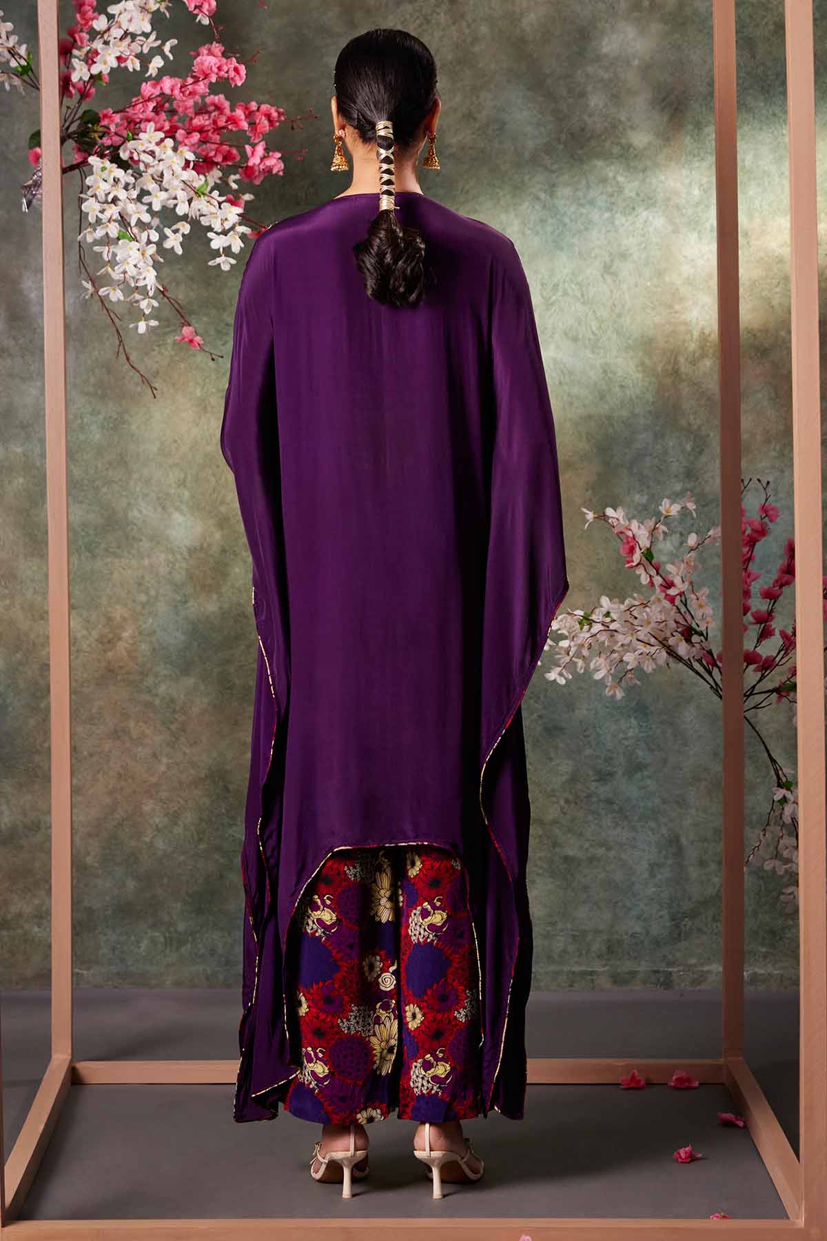 Purple Embroidered Kaftan Set