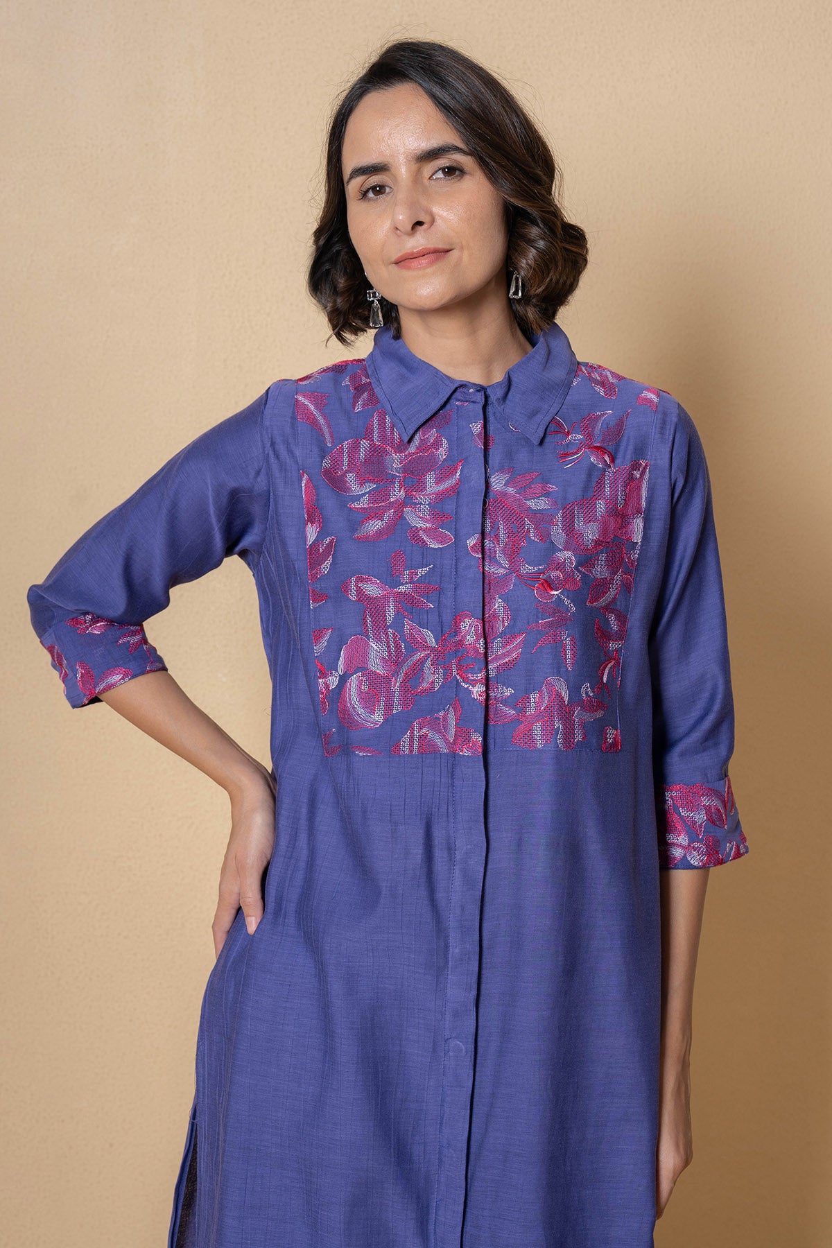 Purple Floral Kurta And Pants