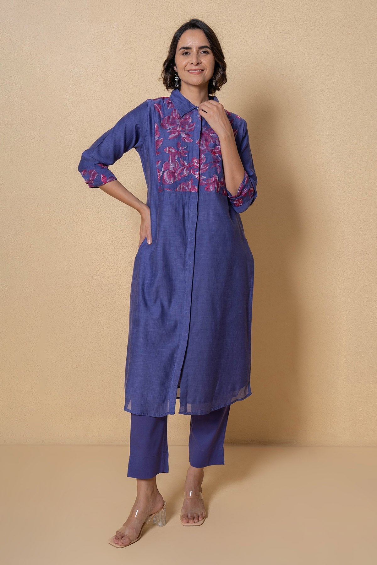 Buy Purple Floral Kurta And Pants for Women Online at ScrollnShops