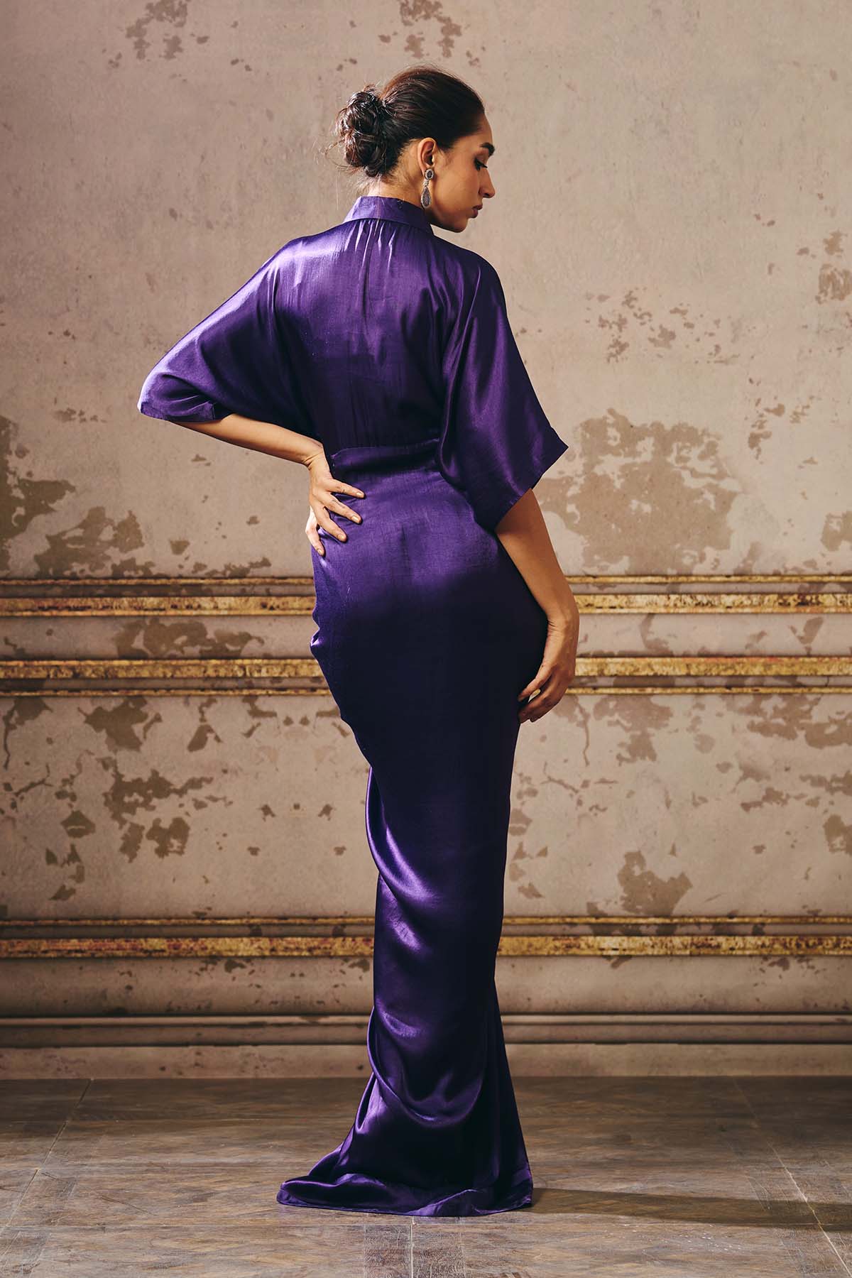 Embroidered Purple Shirt Dress