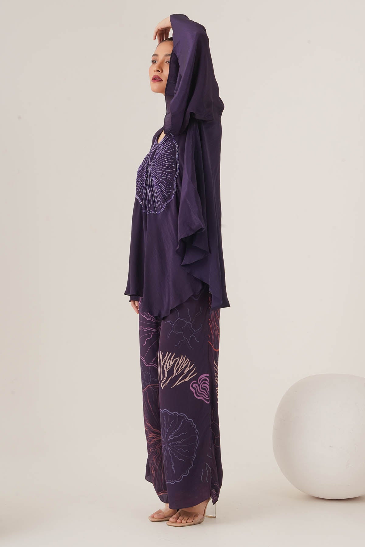 Purple Embroidered Top & Pants