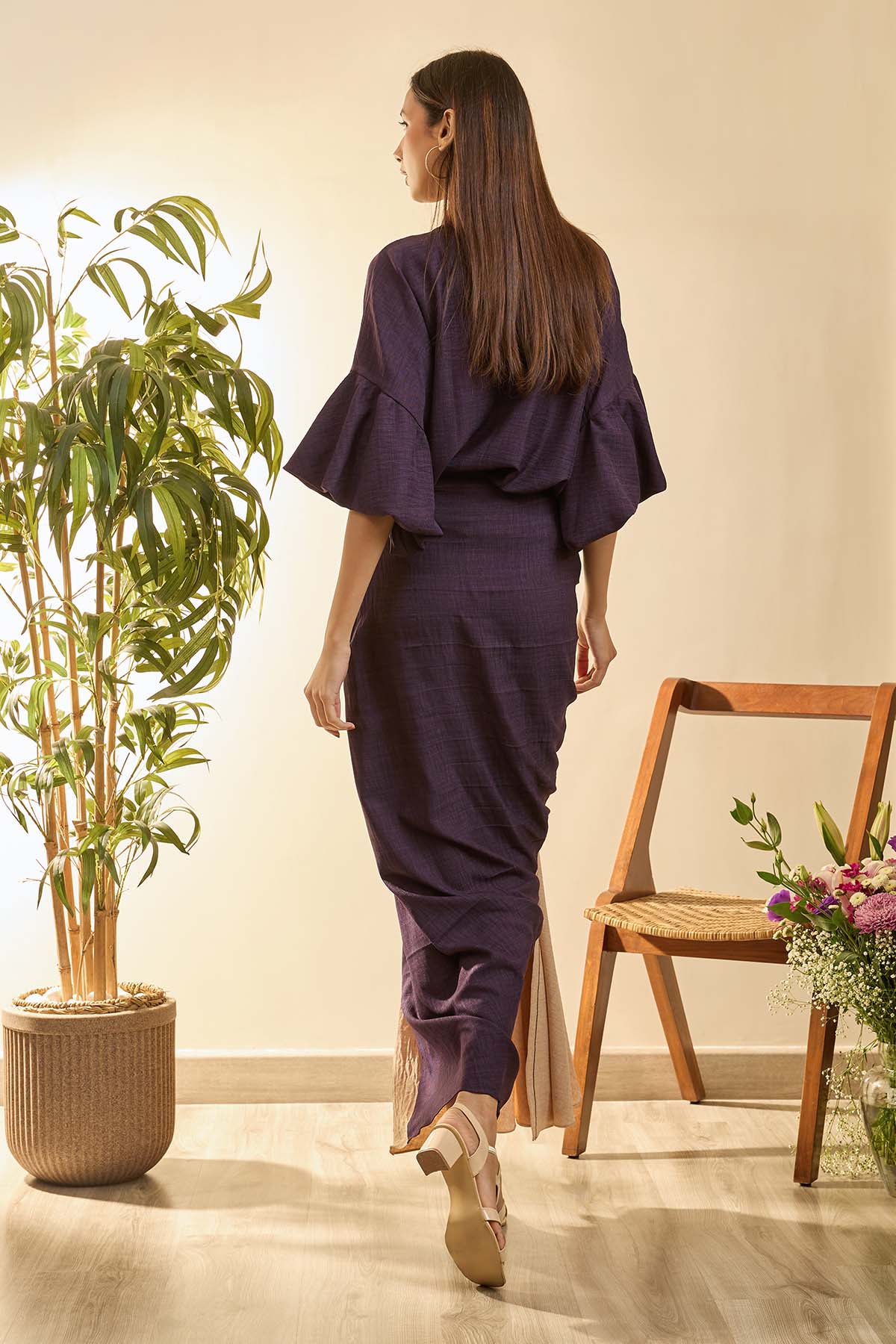 Purple Embroidered Top & Skirt