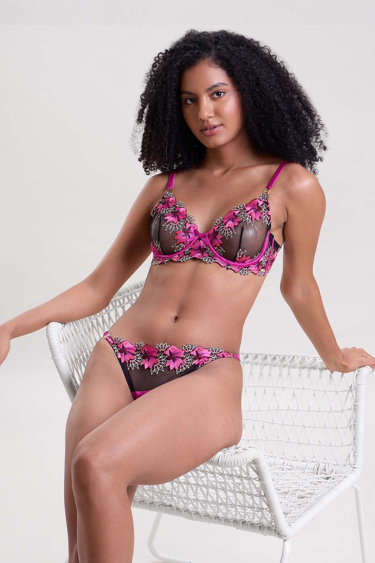 Purple Floral Balconette Bra