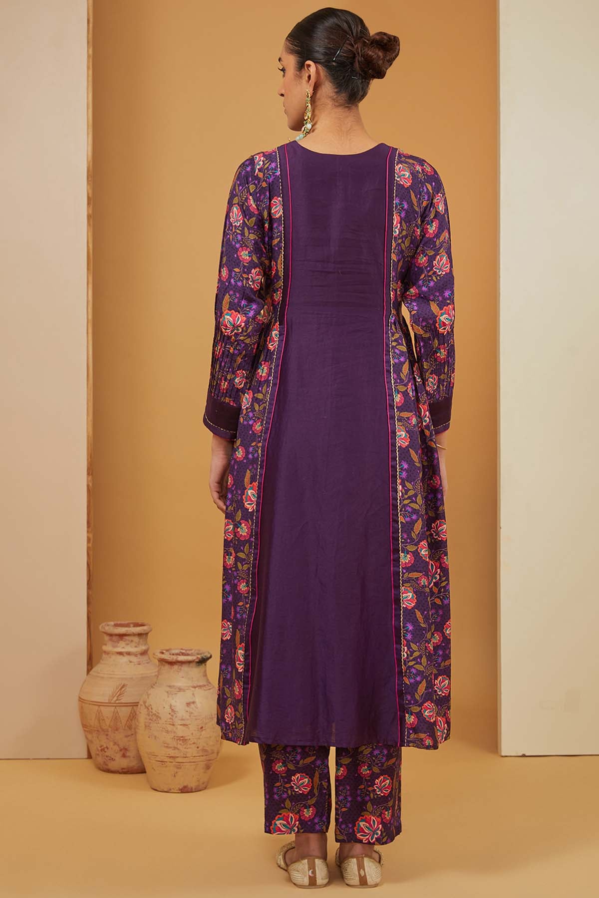 Purple Floral Printed Kurta Set