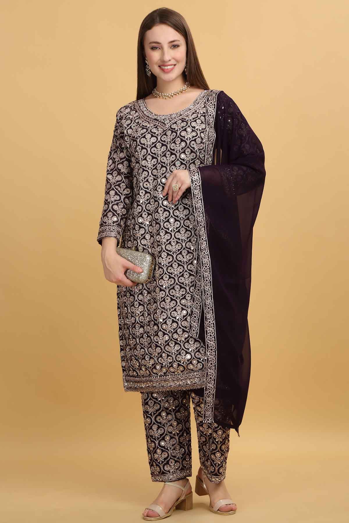 Buy Purple Floral Thread Kurta Set by Aham Vayam at ScrollnShops