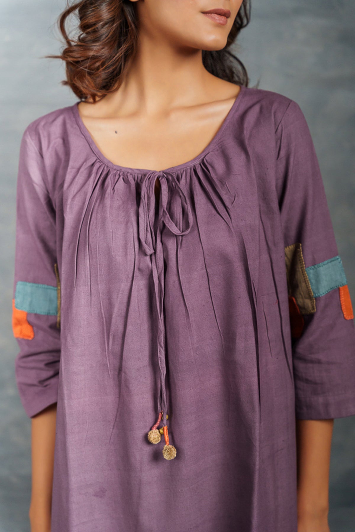 Purple Full Sleeves Midi Dress