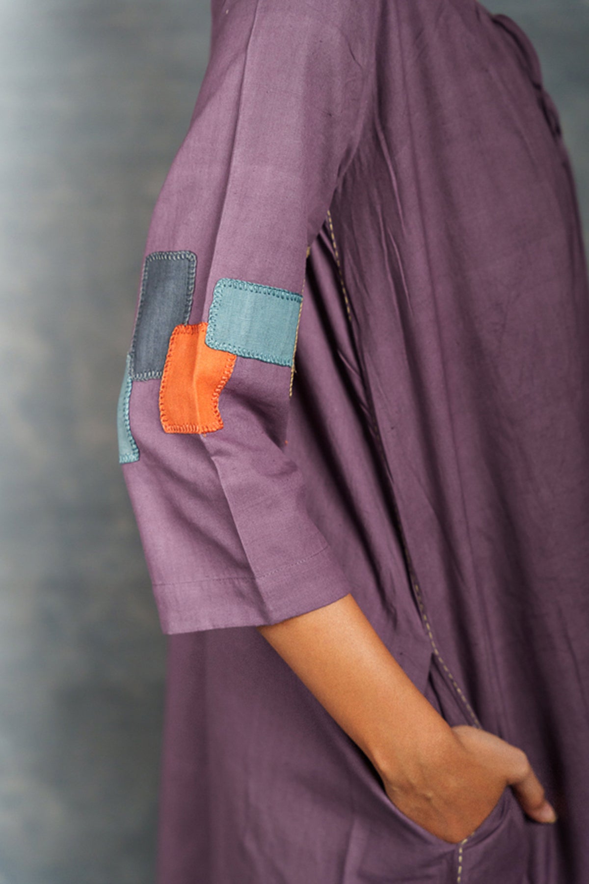 Purple Full Sleeves Midi Dress