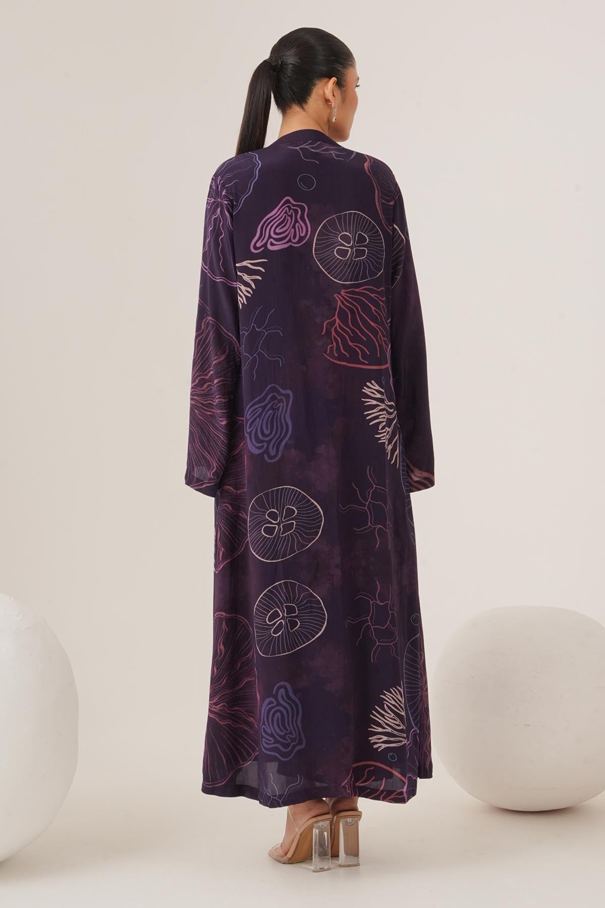 Purple Gathered Dress & Jacket