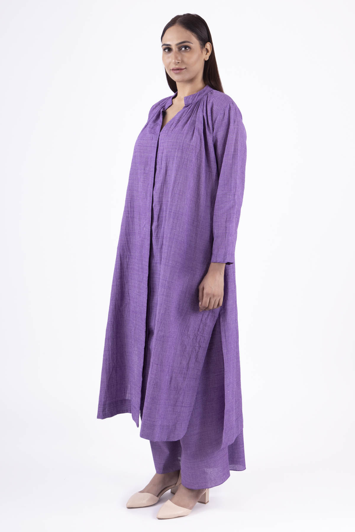 Purple Gathered Kurta & Pants