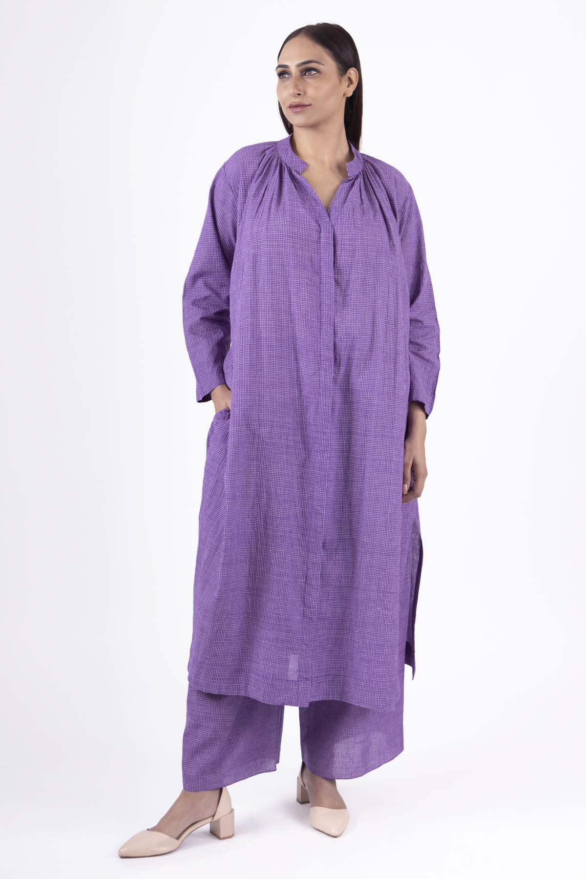 Khat Clothing Purple Gathered Kurta & Pants for women online at ScrollnShops