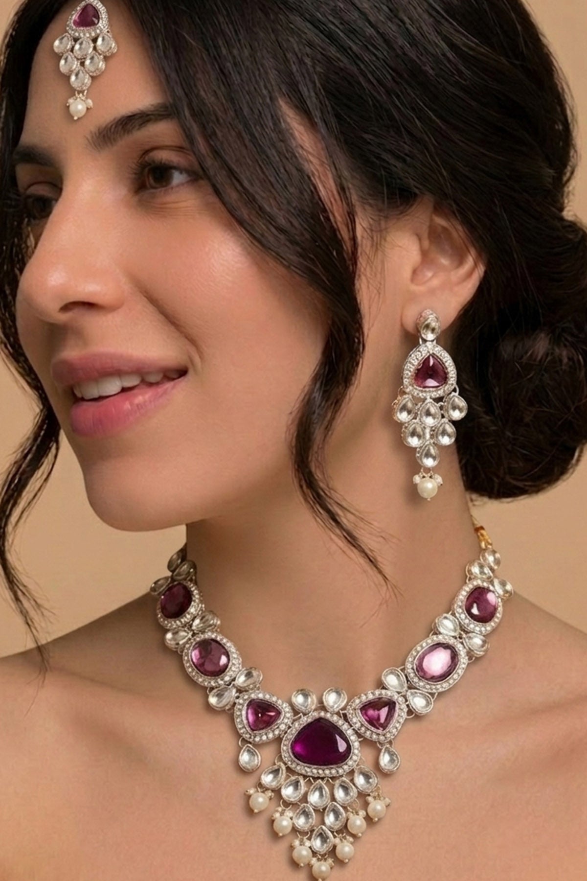 Buy Purple Gemstone Jewellery Set for women by Inko & Co online available at scrollnshops