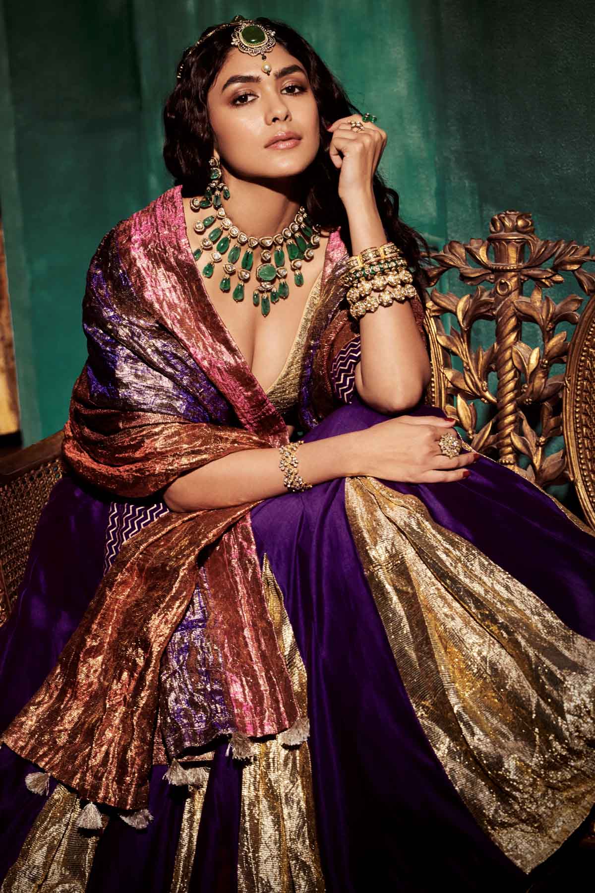 Buy ITRH, Designer Purple & Gold Lampi Lehenga Set Online