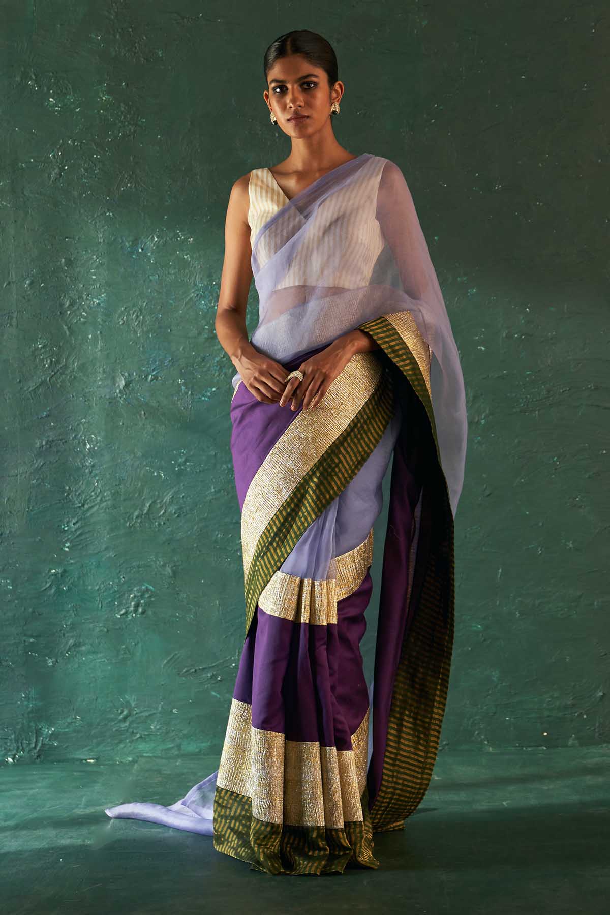 Buy Purple Gota Embellished Saree Online