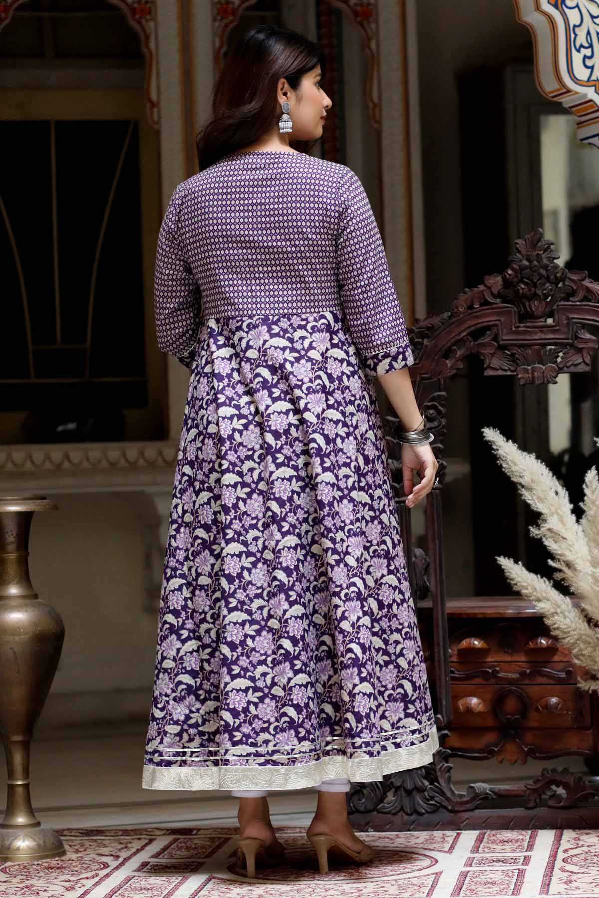 Purple Gota Lace Kurta & Dupatta