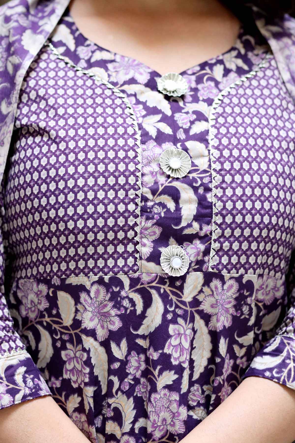 Purple Gota Lace Kurta & Dupatta