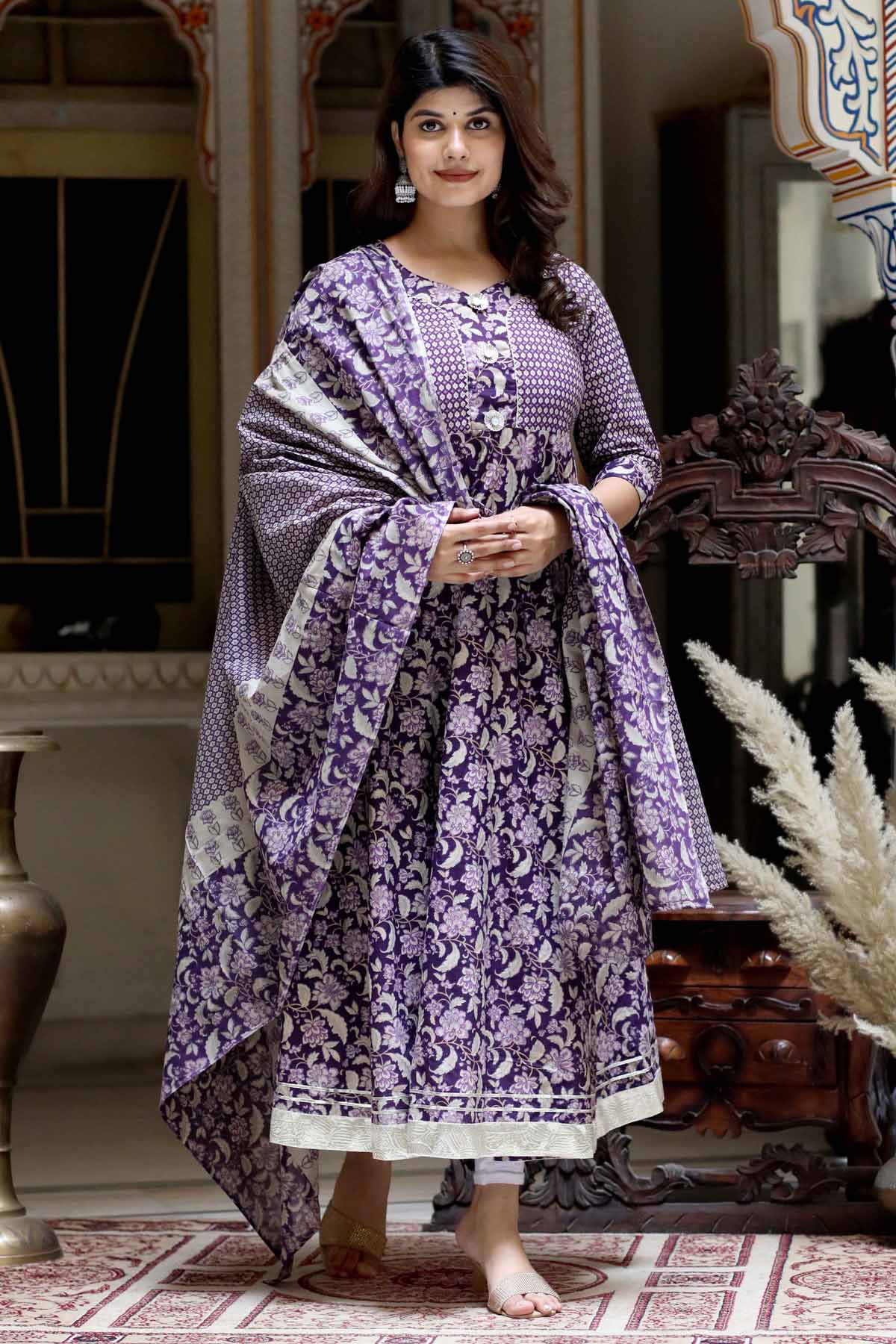 Purple Gota Lace Kurta & Dupatta