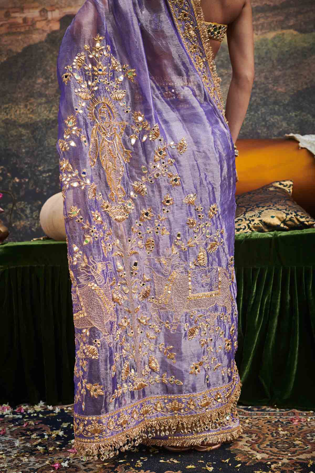 Purple Gota Patti Saree & Blouse