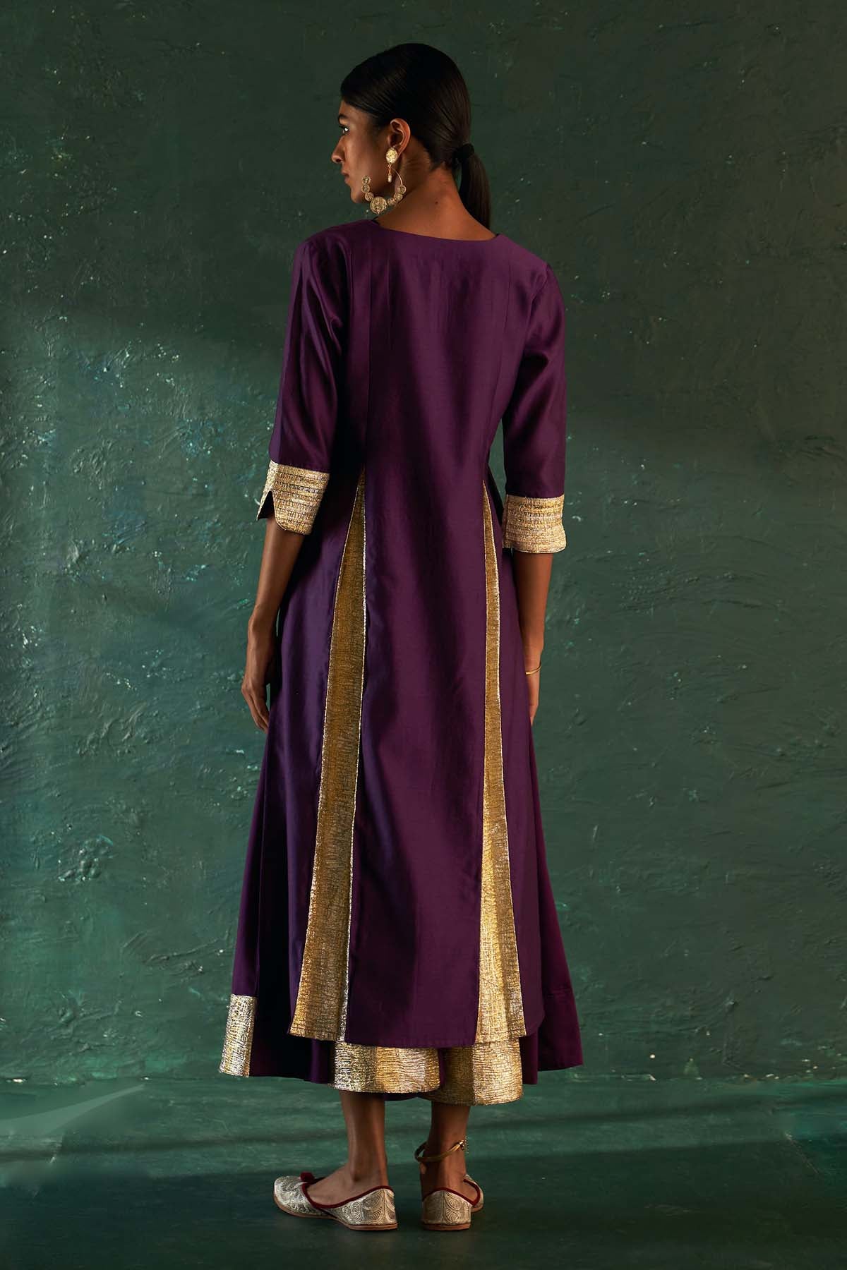 Purple Gota Work Long Kurta Set