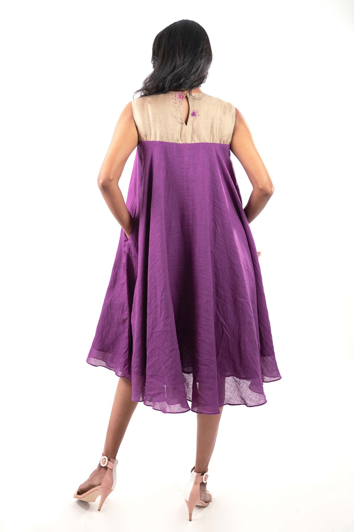 Purple Hand Embroidered Dress