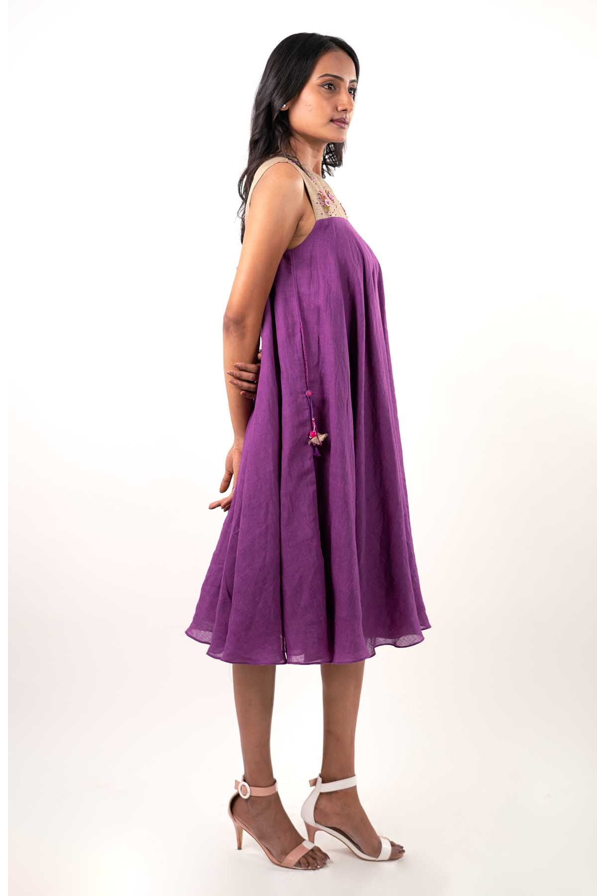 Purple Hand Embroidered Dress