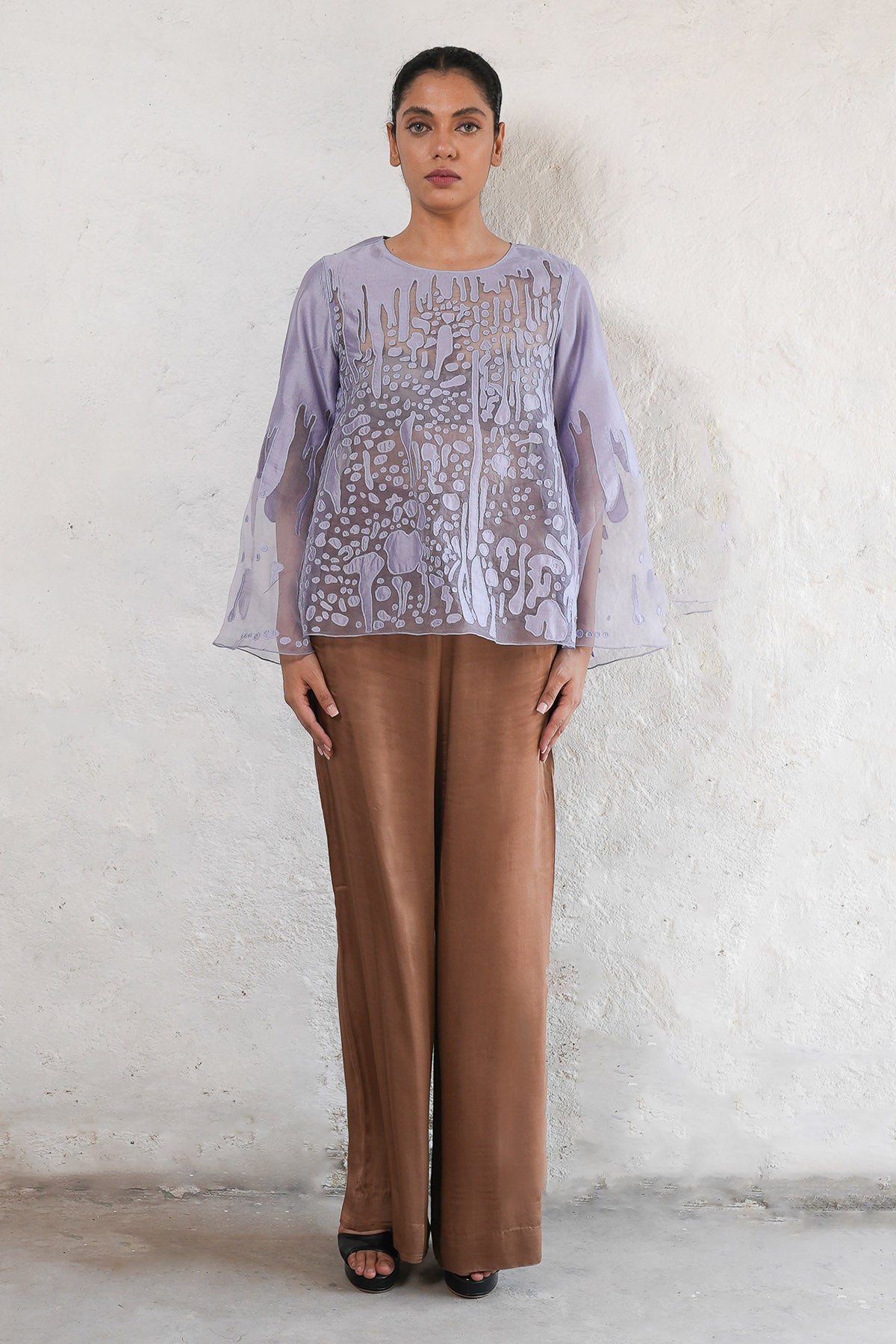 Purple Hand Embroidered Shirt