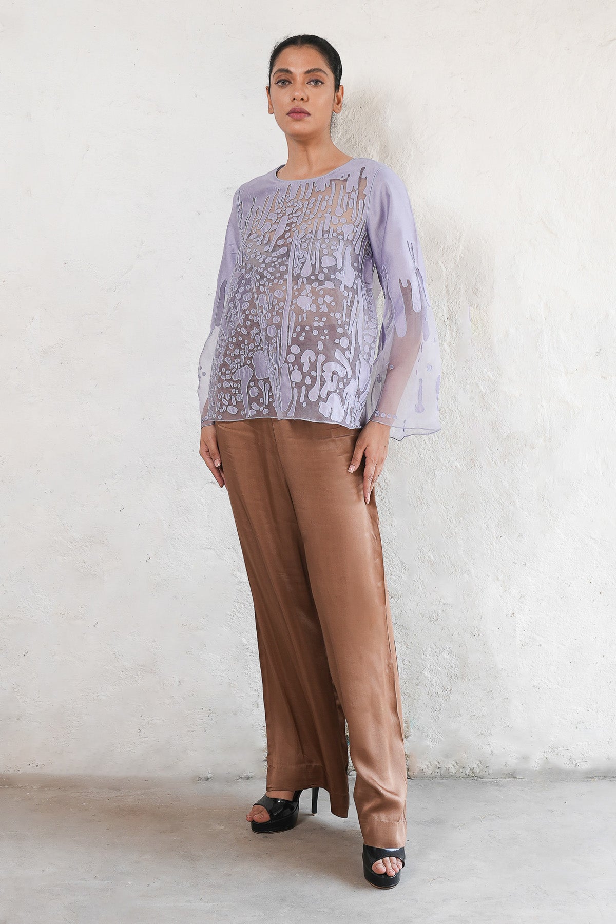 Purple Hand Embroidered Shirt