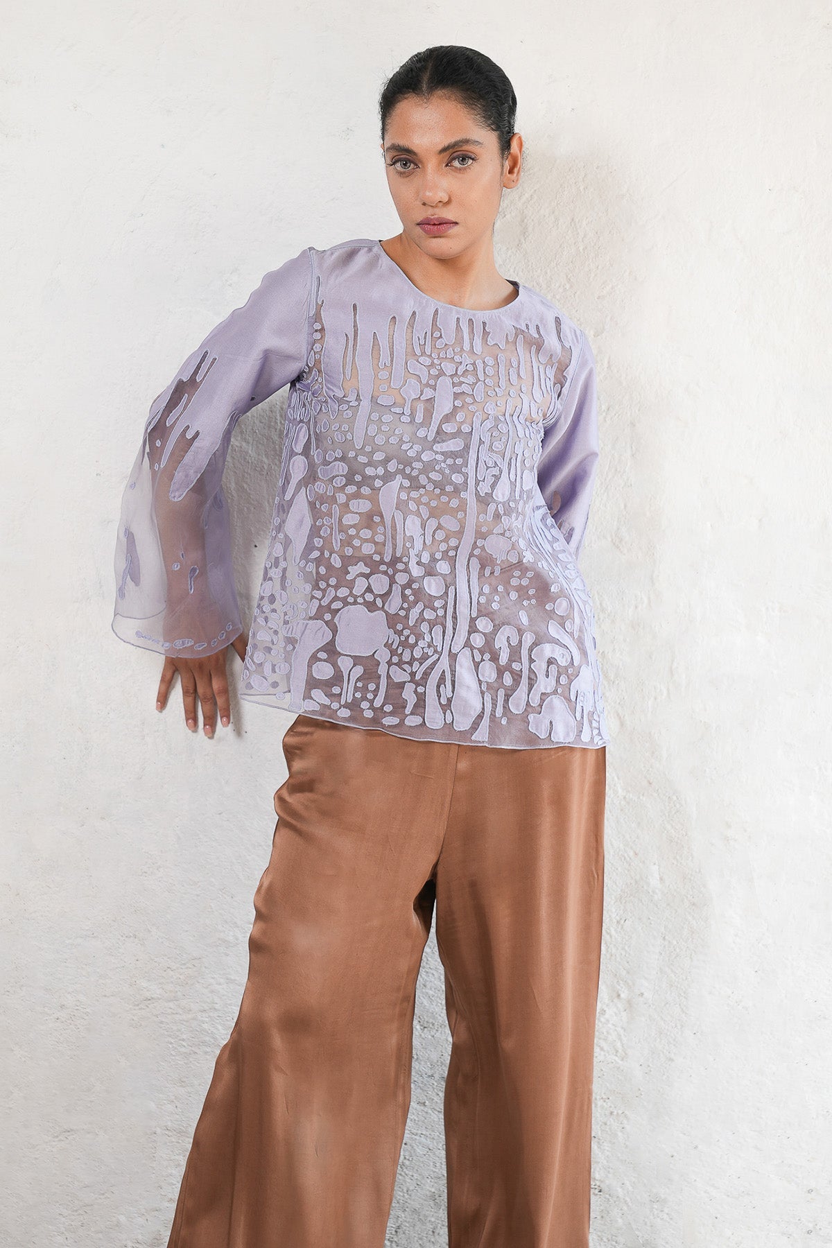 Buy Purple Hand Embroidered Shirt by Saksham Neharicka for women online at ScrollnShops