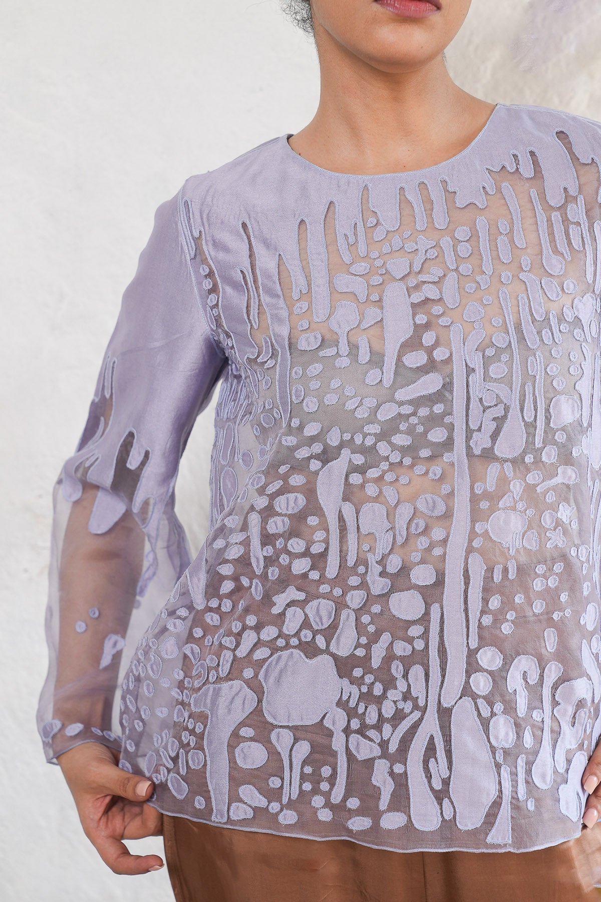 Purple Hand Embroidered Shirt