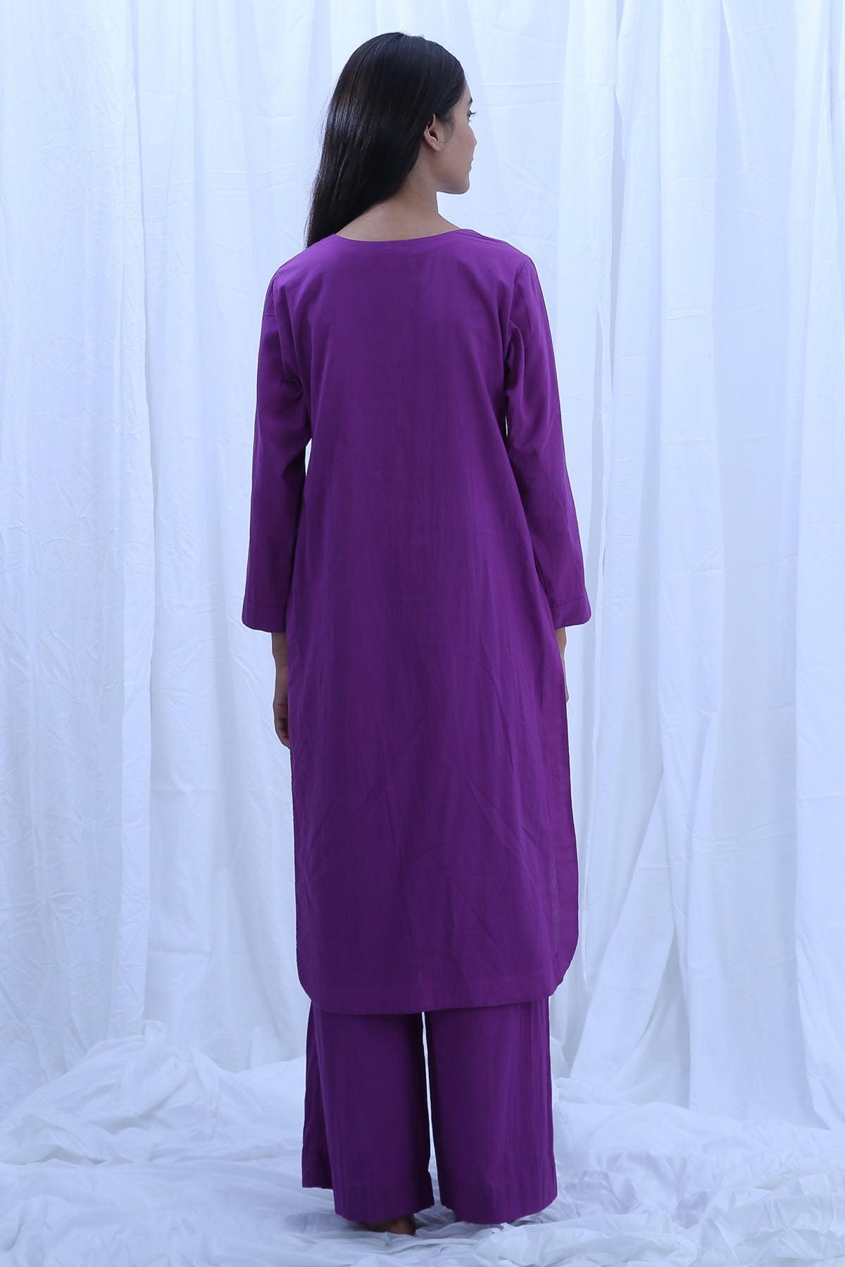 Purple Handloom Cotton Kurta Set