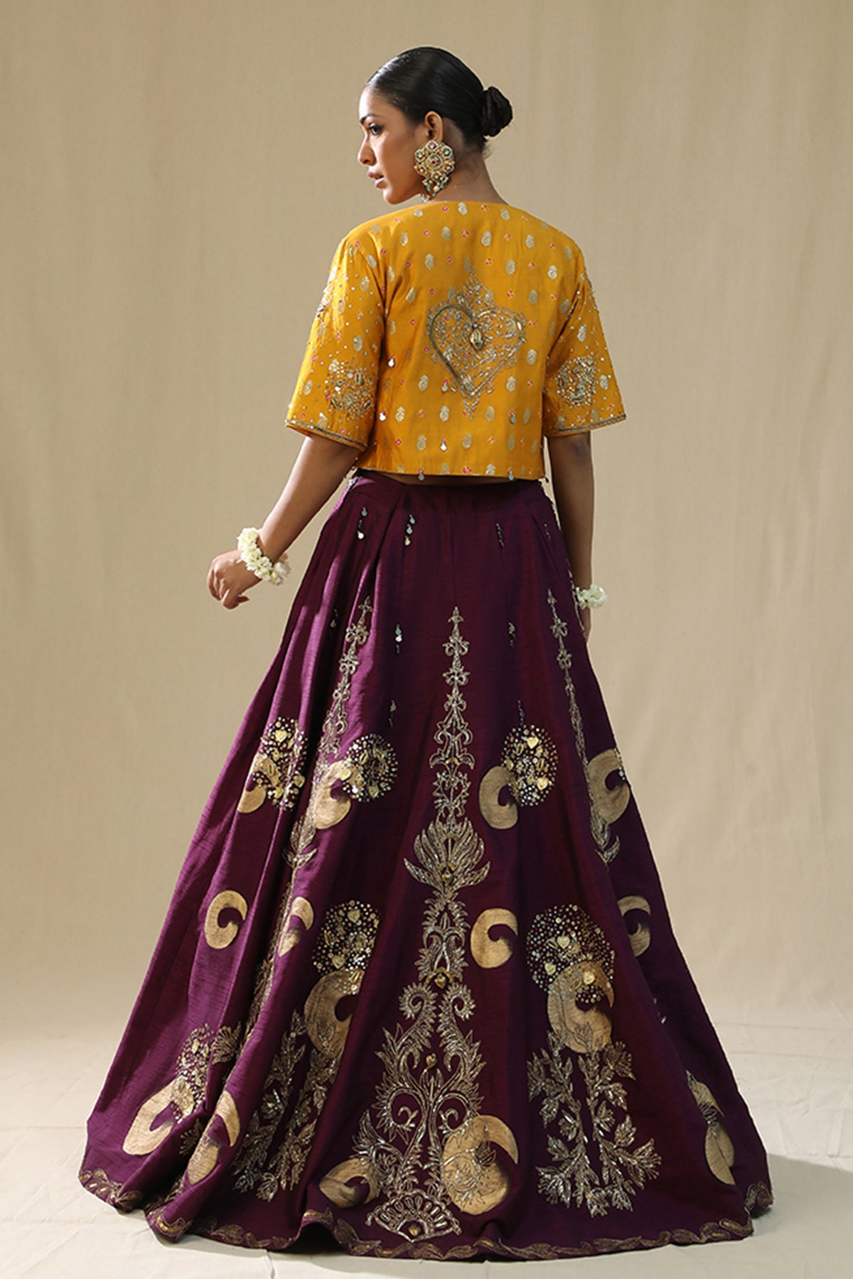 Purple Handpainted Lehenga Set
