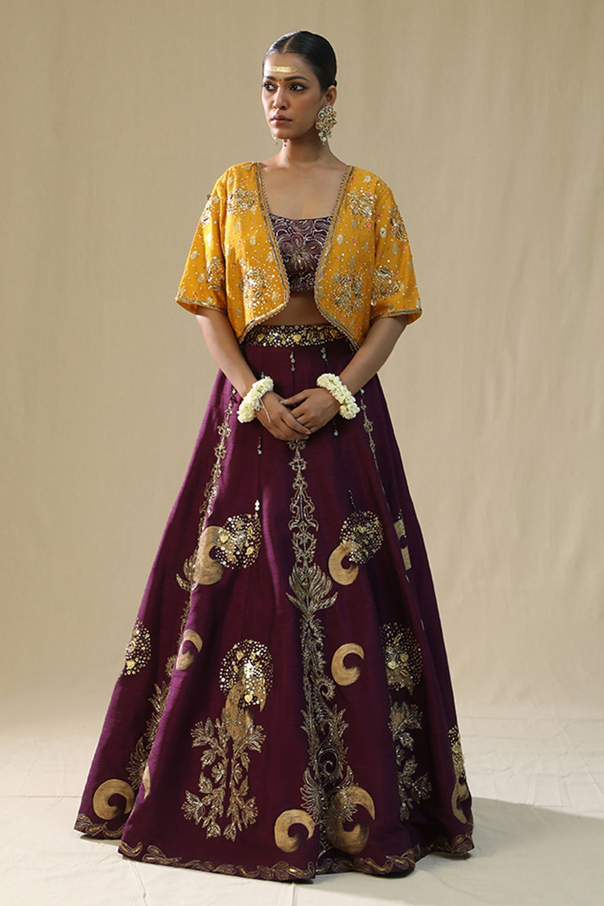 Buy Purple Handpainted Lehenga Set by Arpita Sulakshana for women online at ScrollnShops