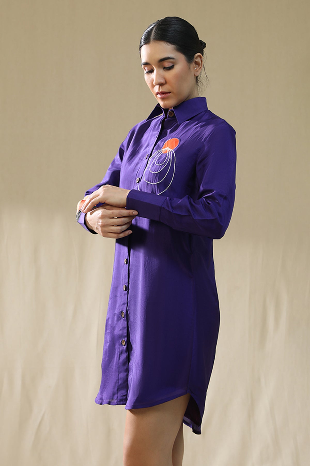 Purple Handpainted Shirt Dress
