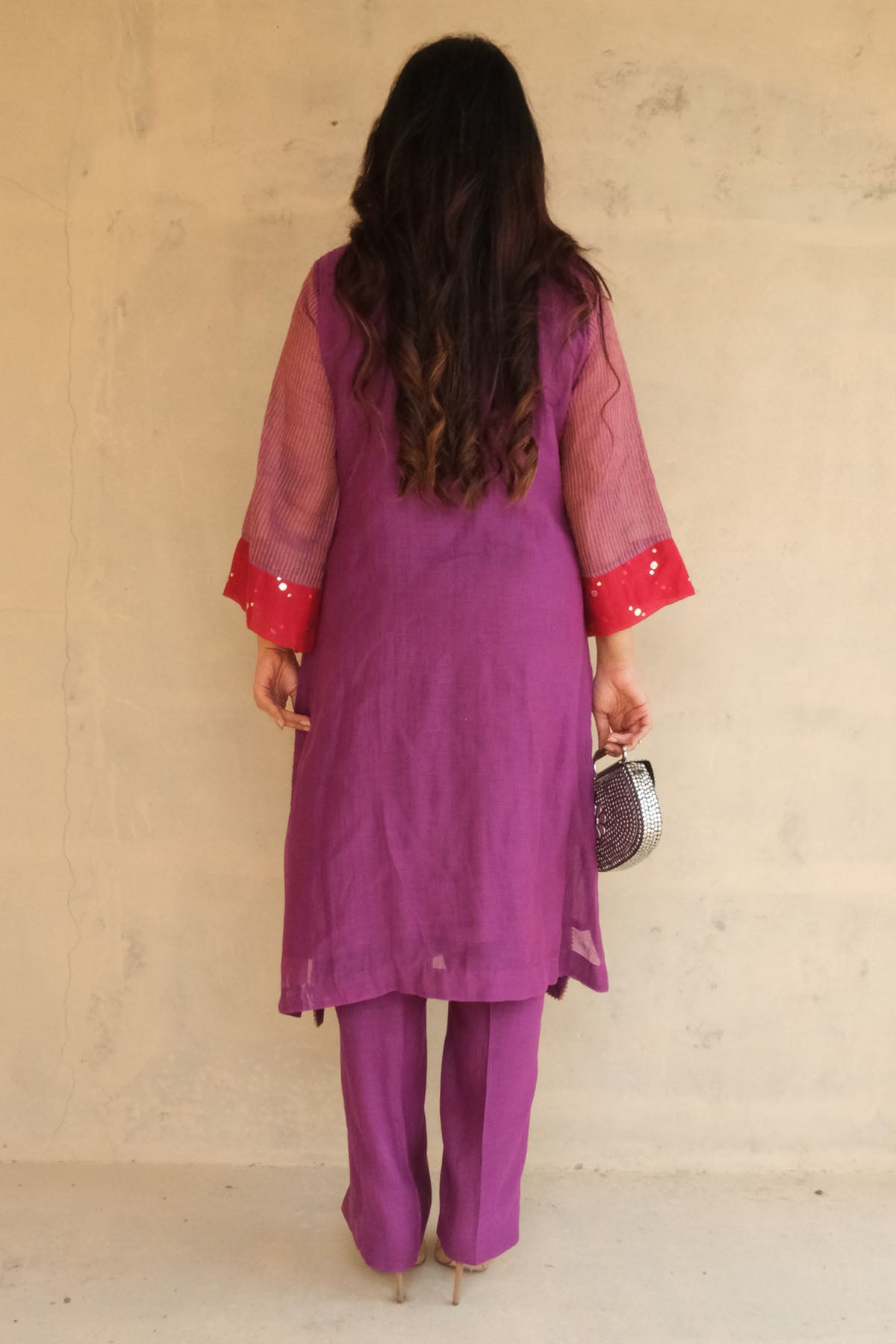 Purple Jacket Style Kurta Set