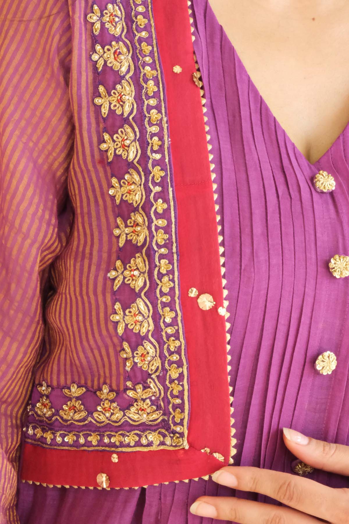 Purple Jacket Style Kurta Set